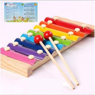 木制钢片儿童八音阶琴 婴幼早教乐器木质手敲琴玩具带乐谱