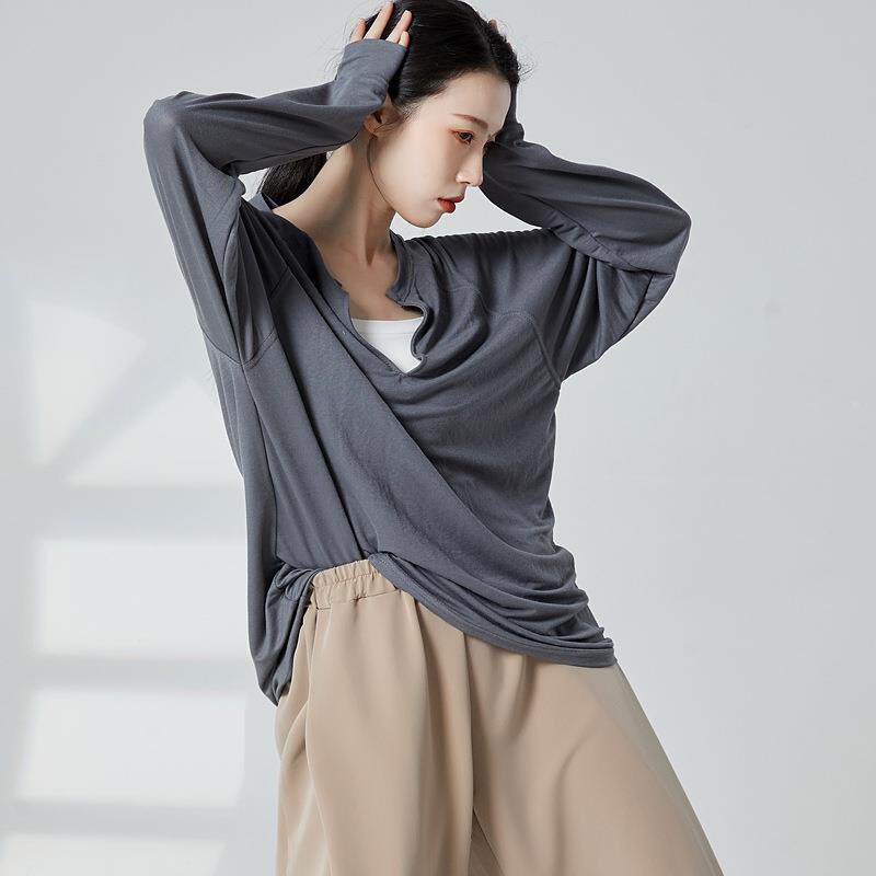 水系舞蹈服男女同款潮T街舞爵士舞上衣色宽松长袖现代练功服装定