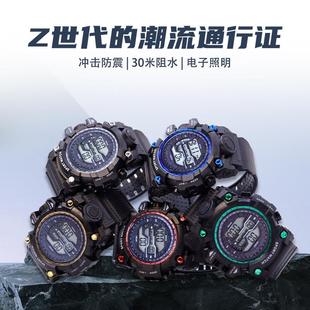 爆款电子手表男士户外运动电子表学生时尚多功能夜光防水手表HX09