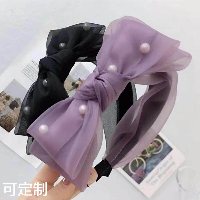 韩国发饰蝴蝶结珍珠发箍女宽边2027新款蕾丝网纱可爱洗脸头箍发窟
