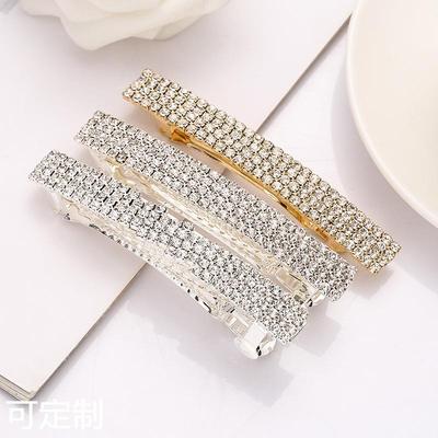 新款韩版时尚高档发饰满钻发夹刘海长发夹义乌饰品弹簧一字夹