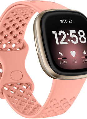适用于Fitbit Versa 3/Sense洞洞款表带Versa 3透气硅胶腕带