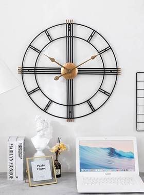 北欧挂钟现代简约客厅铁艺钟创意仿古静音金属装饰时钟wall clock
