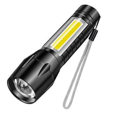 热销COB强光手电筒 便携式USB充电LED灯迷你手电伸缩可印logo