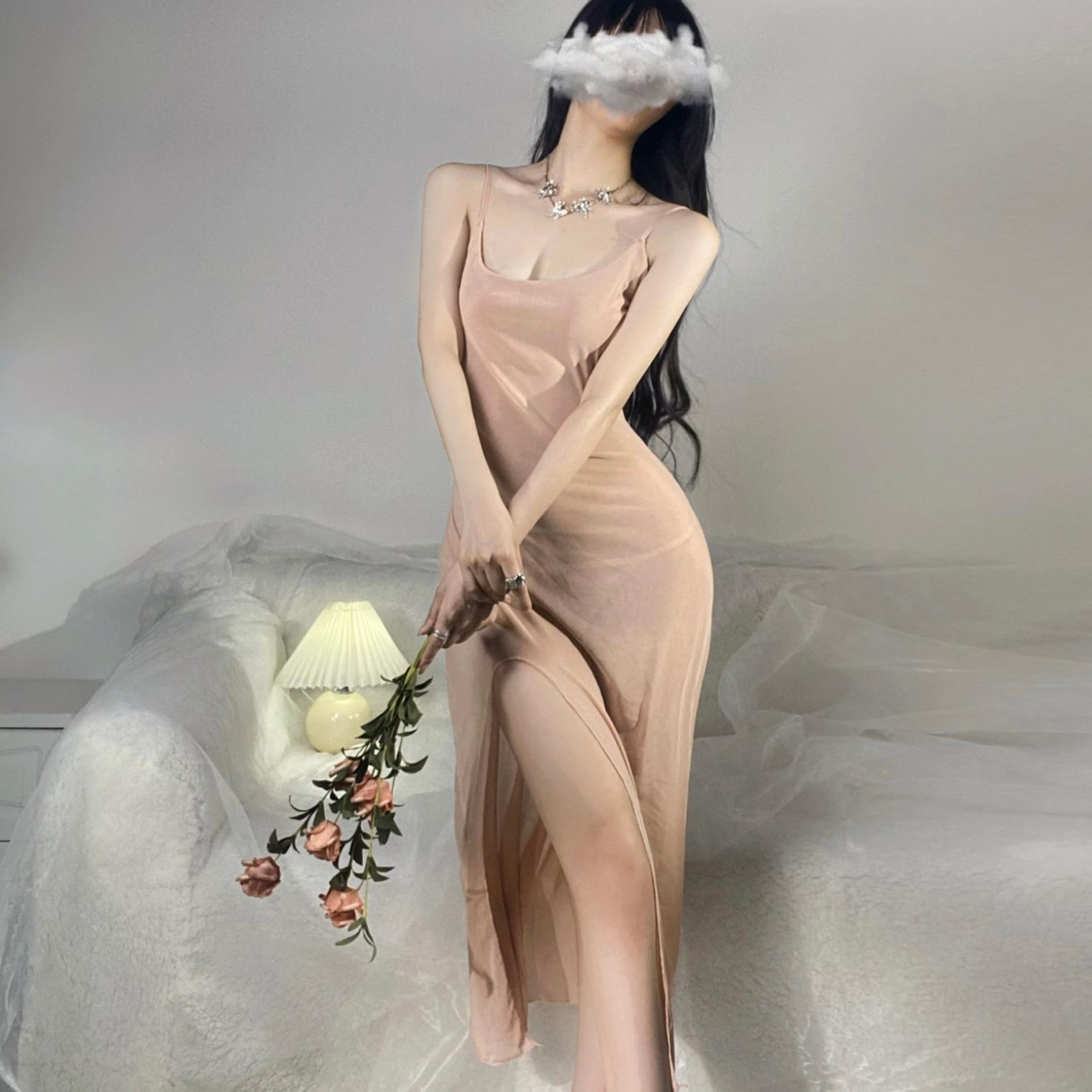 情趣内衣女大码激情吊带长裙透明睡衣睡裙网纱装 222