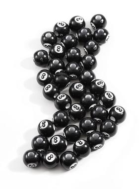 50颗/包 亚克力印花台球黑色圆珠数字8 diy项链散珠手串配件