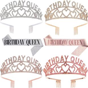 欧美BIRTHDAY QUEEN爱心女皇生日头冠皇冠发饰派对节日头饰
