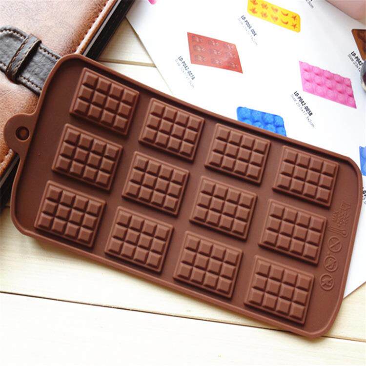 现货 12连硅胶华夫巧克力片模具24方格巧克力块翻糖模具DIY模定制