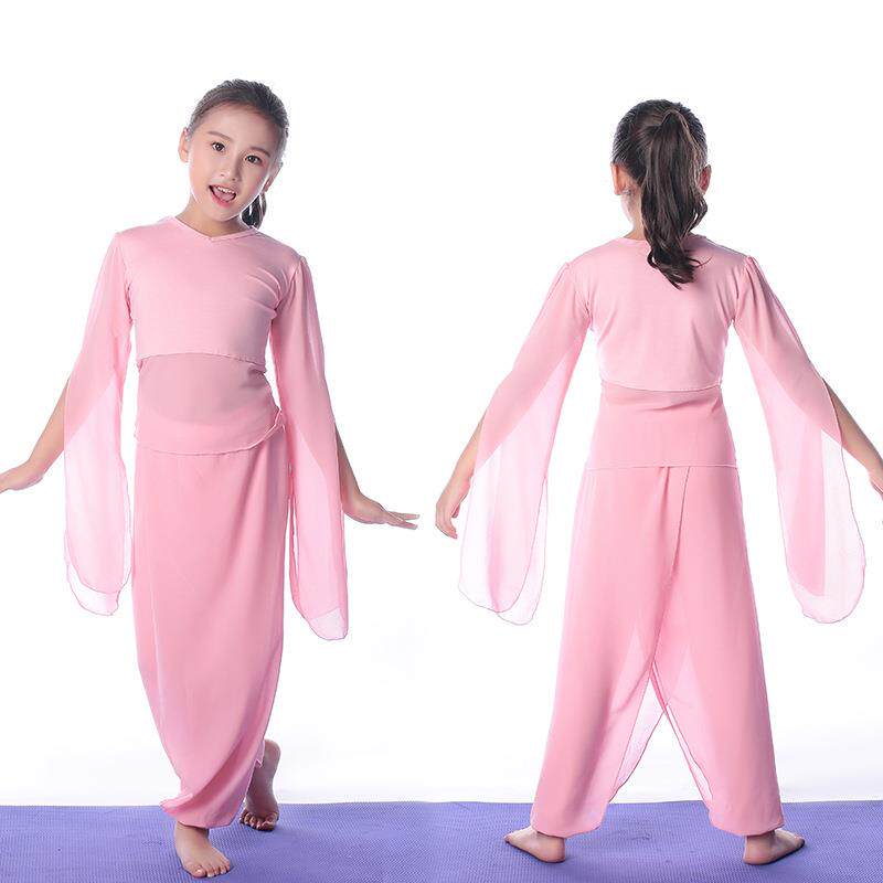 2025儿童舞蹈练功服专业女童莫代尔现代舞蹈服飘逸雪纺表演服六一