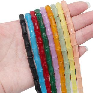 玻璃仿玉直孔竹节珠DIY古风项链手链配件串珠饰品半成品散珠材料