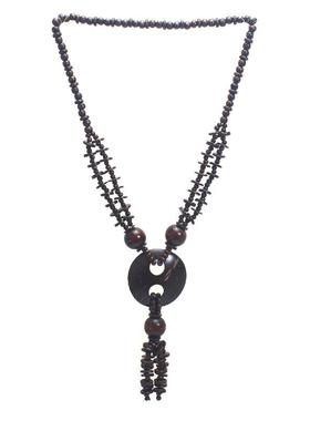 波西米亚复古咖啡椰壳木珠长款毛