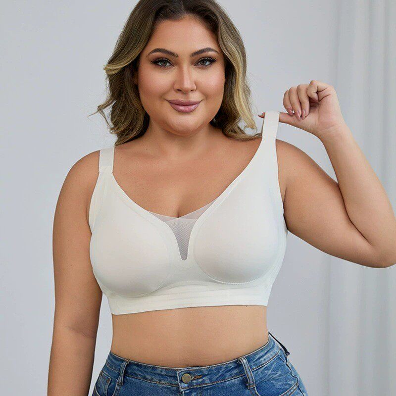 欧美外贸加肥大码无痕内衣女无钢圈聚拢收副乳文胸