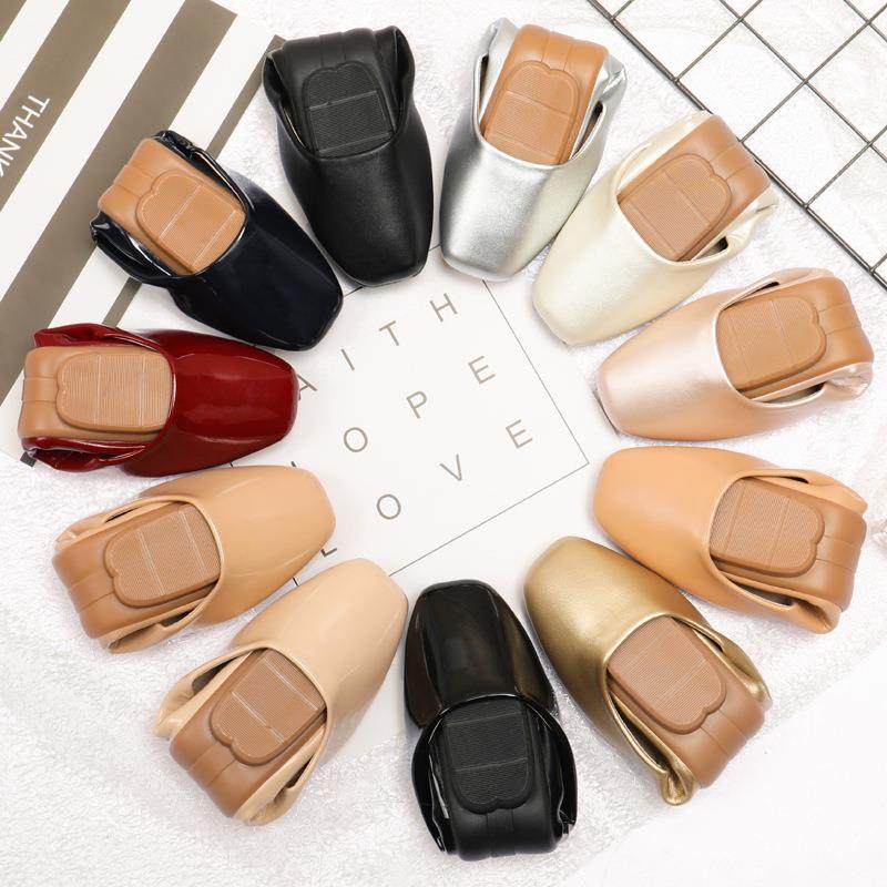 蛋卷鞋2025新款女鞋软底豆豆鞋女方头平底鞋单鞋女大码43-47shoes