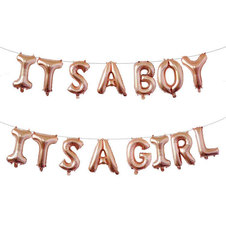 baby shower装饰用品 IT S A GIRL铝箔气球英文字母套装定制