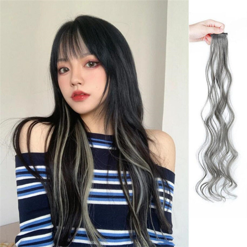 卷发挂耳染发片接发挑染假发片长发一片式彩色挂耳假发女
