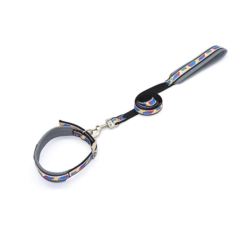 宠物用品 尼龙反光印花网布皮带扣拉项 狗狗牵引绳狗链中大型犬用