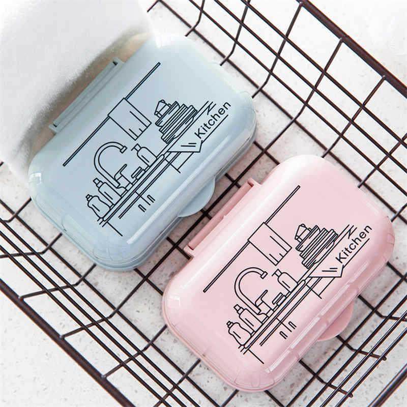 带盖沥水香皂盒肥皂盒浴室防水卡通印花皂盒直销