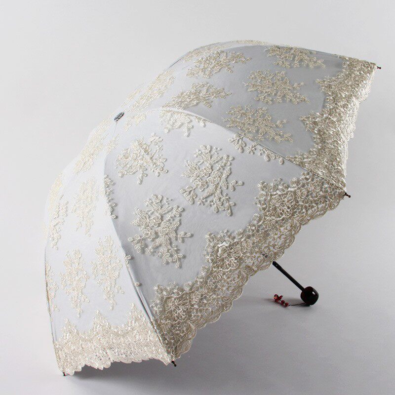 雨伞工厂双层婚纱伞 蕾丝伞遮阳伞 三折带手提袋 礼品伞 二折木柄