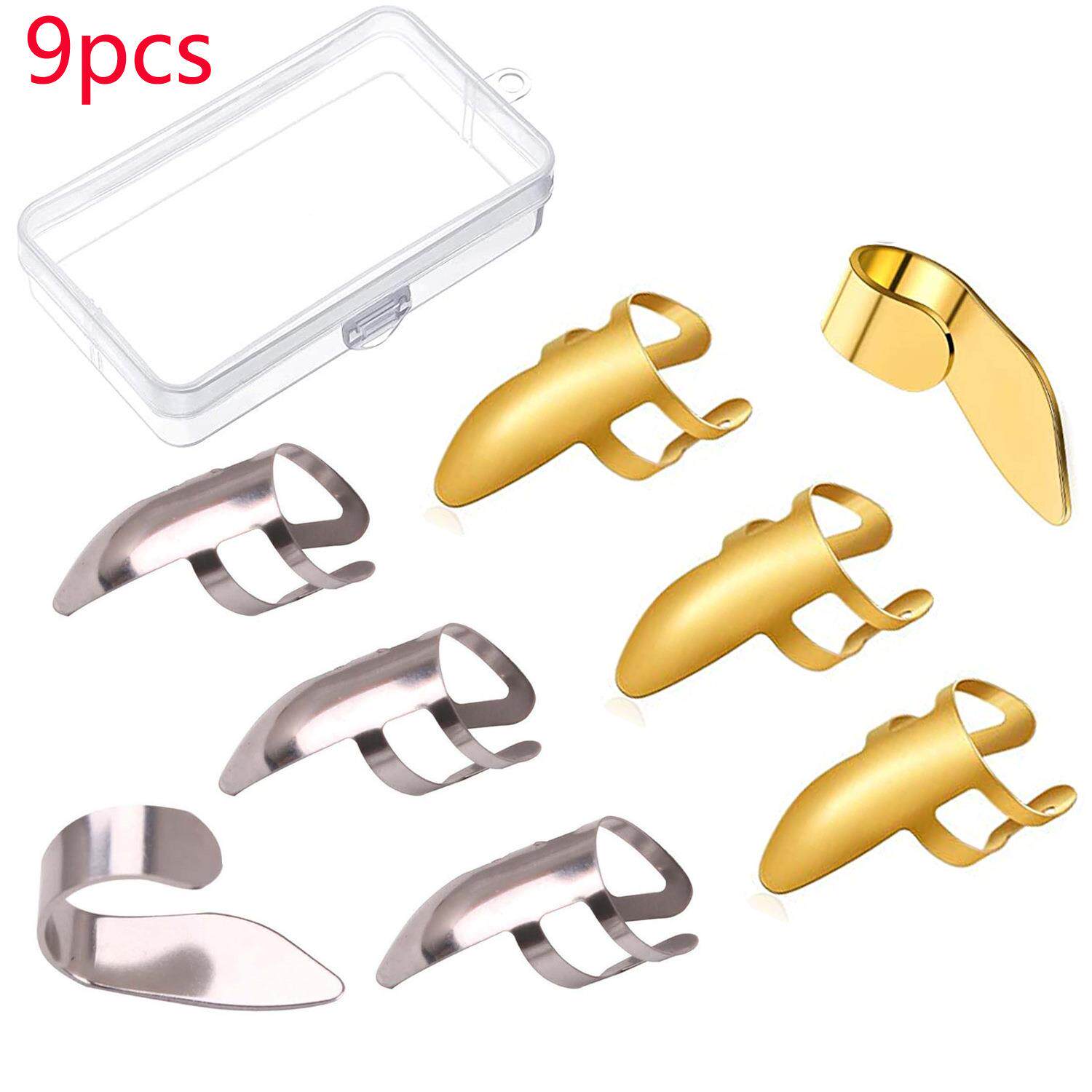 9件套 吉他手指拨片 金属手指套 吉他速弹拨片 盒装 便携拨片盒