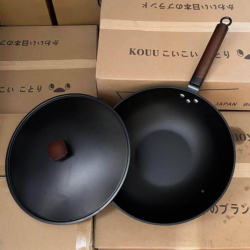 外贸日式铁锅家用炒菜锅平底不粘锅电磁炉燃气灶通用原单出口品质