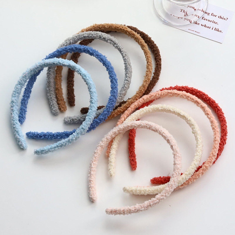 日韩风彩色毛线拉毛全包边发箍 diy包布发饰配件圣诞万圣配饰头箍