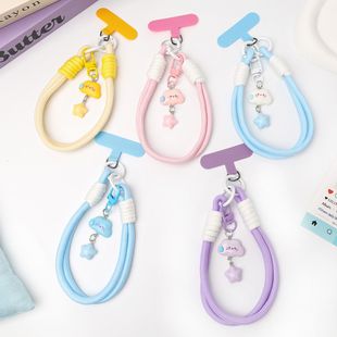 玉莲趣味手机挂链手机链挂饰品学生妹挂坠手腕绳卡通背包蓝色无语云朵