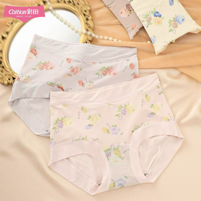 彩田女士内裤莫代尔棉+冰丝抗菌亲肤高腰透气包臀速干舒适三角裤
