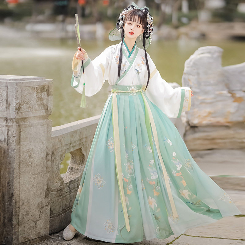 【四时春】魏晋制汉服三件套女款古风交领齐腰襦裙晋制改良汉服