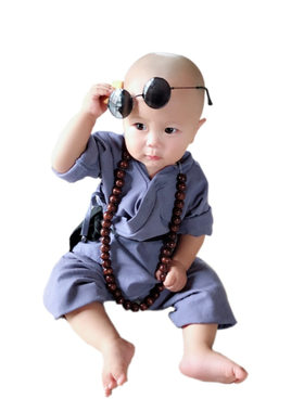 小和尚衣服儿童和尚服宝宝套装小沙弥僧袍少林寺棉麻婴儿男童演出