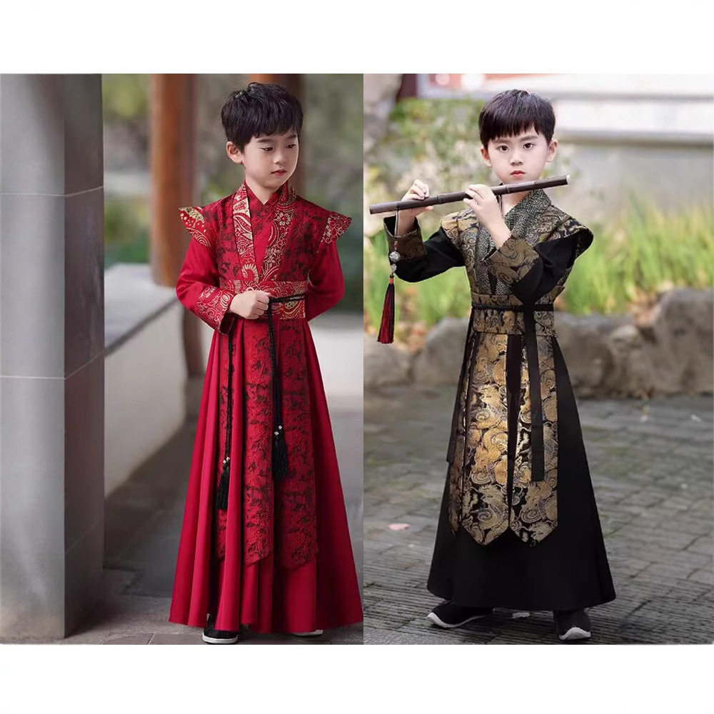 汉服男童春秋款中国风连体帅气古装儿童侠客公子服锦衣卫演出服装