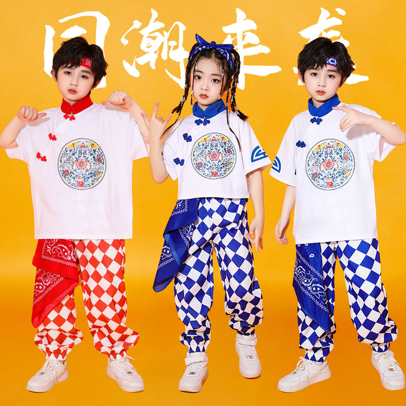 儿童啦啦队服学生运动会合唱毕业照服装班服套装盘扣开场舞民族风