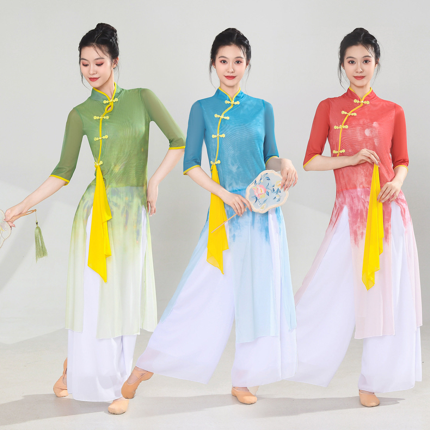 广场舞服装新款套装女中国风民族舞蹈练功跳舞纱衣演出服新中式