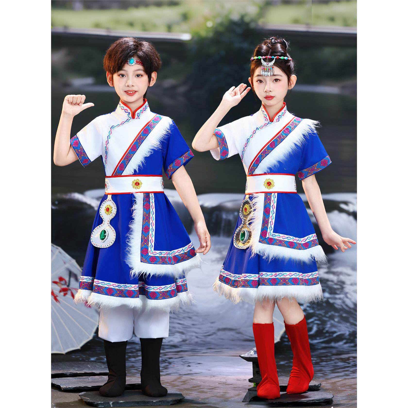 新款儿童藏族服装男女童