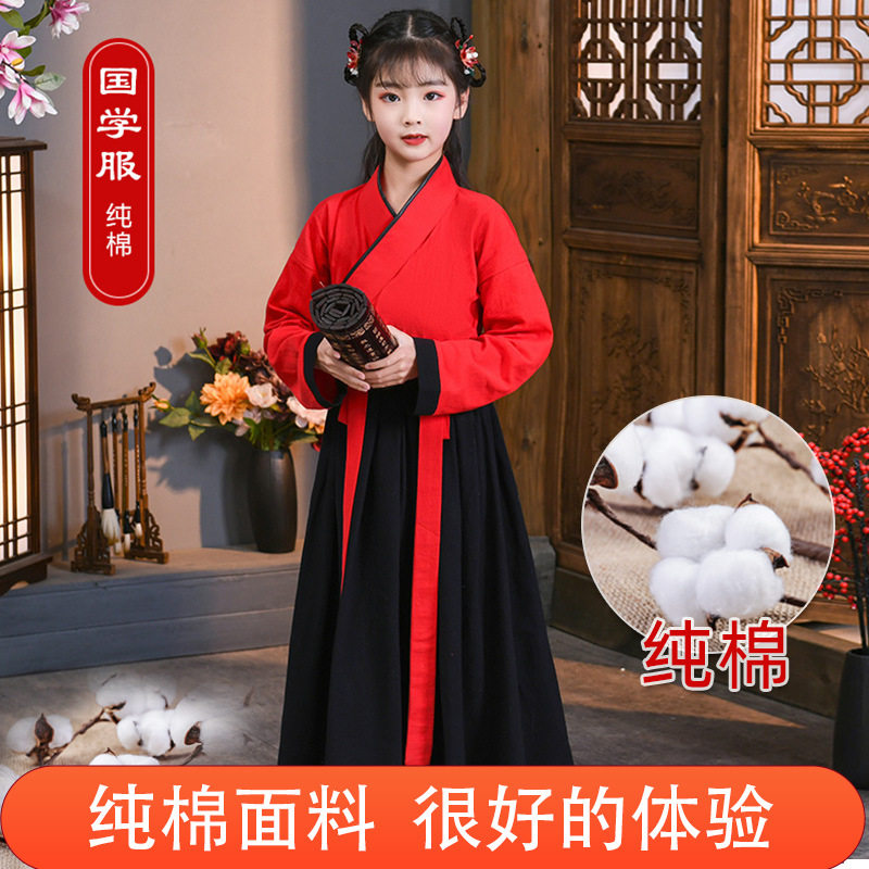 儿童纯棉麻古装女国学汉