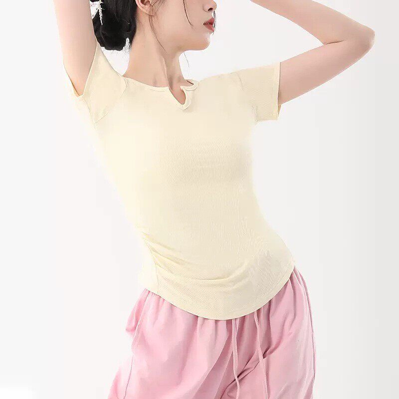 舞蹈练功服女长袖套指上衣中国舞古典形体训练舞蹈服短袖紧身弹力