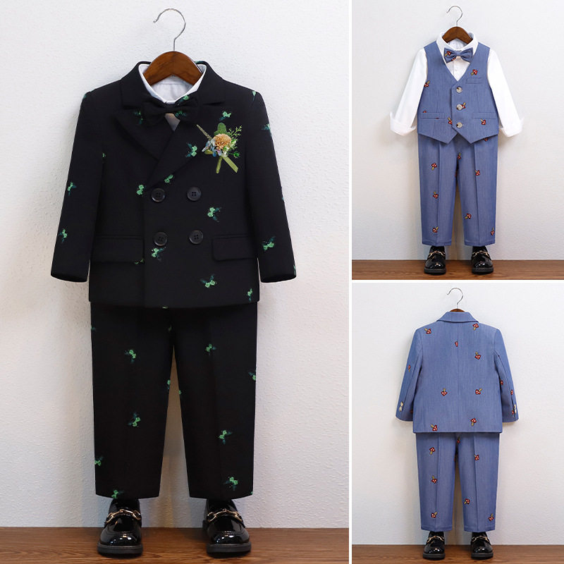 儿童西服套装童趣刺绣花