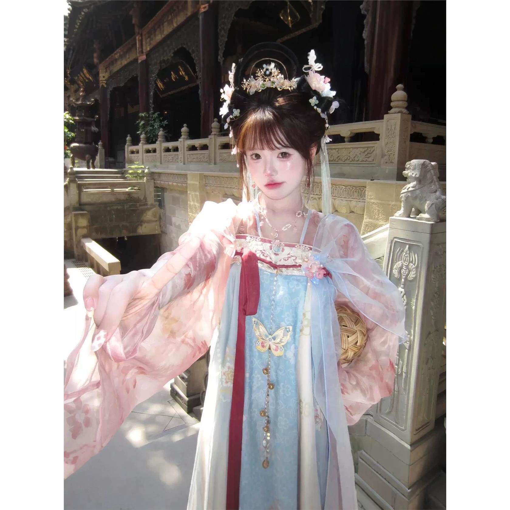 新款唐制汉服女樱花粉色