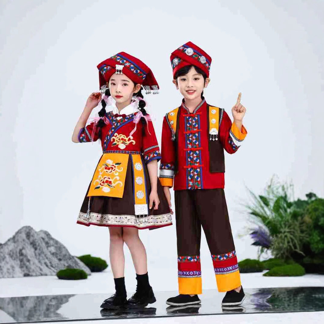 广西壮族少数民族服装儿童土家族哈尼族三月三演出服套装