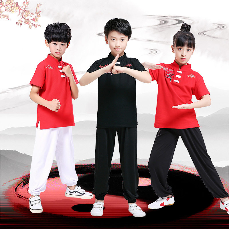 儿童含棉武术服太极功夫服装练功服长短袖小学生武术服武馆训练服