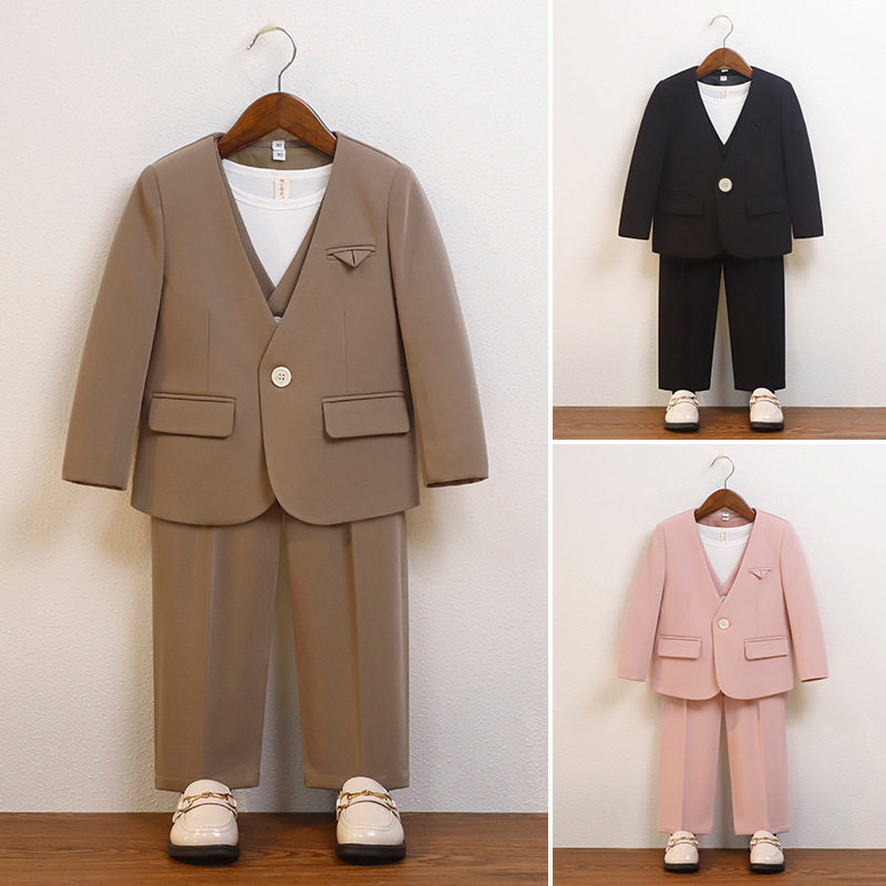 儿童休闲西装男童时尚韩版痞帅风小西服男宝花童走秀礼服演出服