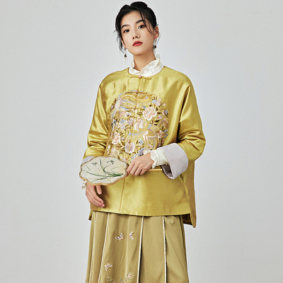 陌遇汉元素新款泰丝提花唐装外套