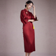 陌遇2025秋季 婚宴晚礼服连衣裙 中式 中国风 醋酸刺绣改良红色旗袍
