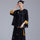陌遇2025年春夏新款 茶服上衣日常 中国风复古改良黑色圆领旗袍唐装