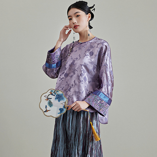 上衣中式 陌遇原创2025春季 提花复古唐装 中国风传统倒大袖 茶服 新款