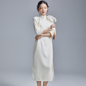 连衣裙 中国风复古名媛气质显瘦改良旗袍中长款 陌遇2025秋季 新款