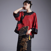 侧开襟圆领复古唐装 民国风传统倒大袖 上衣日常 新款 陌遇2025年秋季