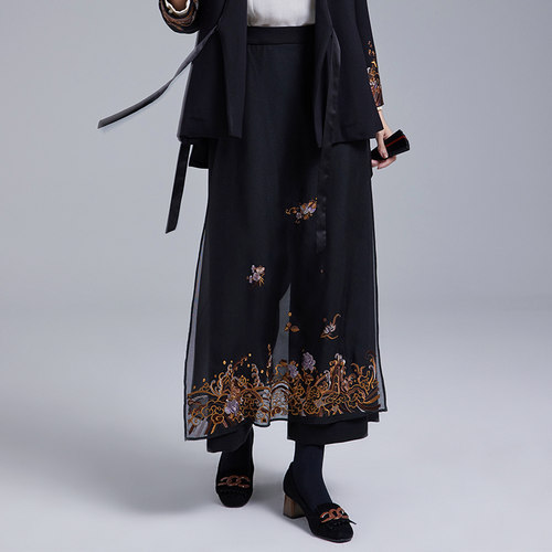 陌遇中国风汉元素改良精工阔腿裤