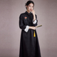 新中式 陌遇2025秋冬新款 中国风复古改良提花缎旗袍裙 黑色连衣裙