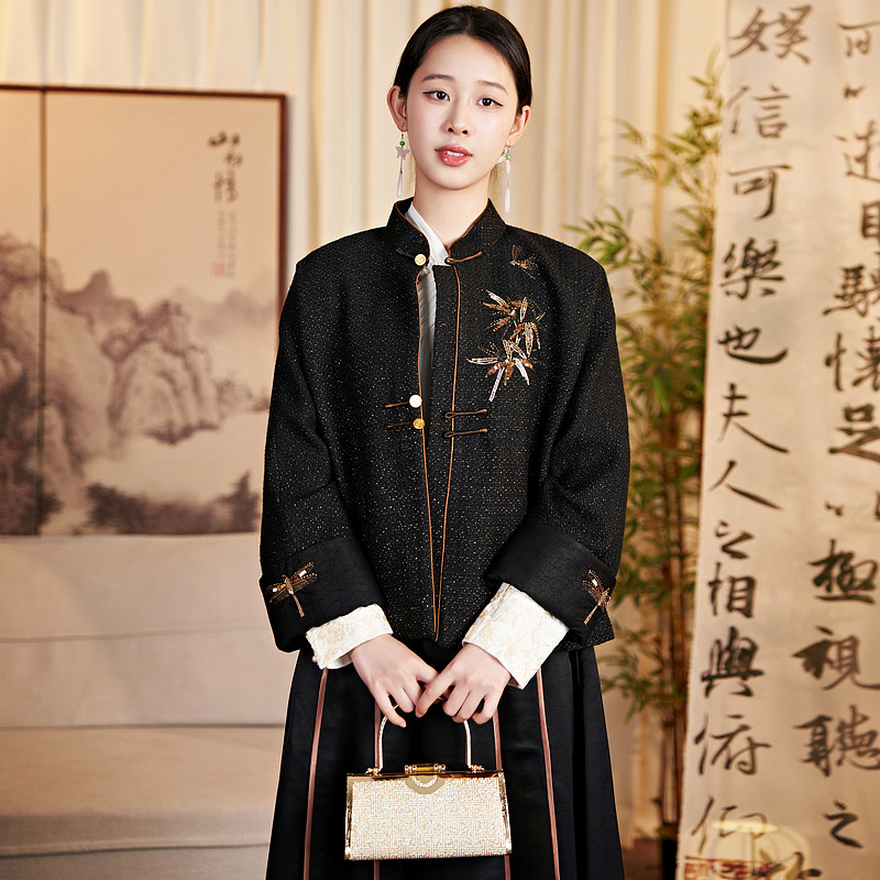 陌遇高端织金毛呢新中式唐装外套