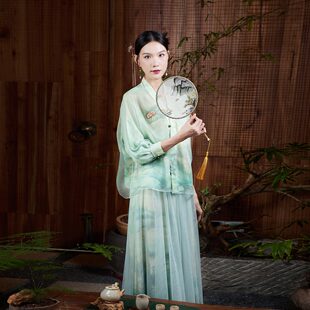 陌遇丨问幽丨中国风女装新款汉元素交领文艺茶服上衣新中式衬衫